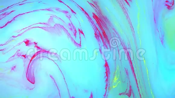 抽象的油漆油墨在运动迷幻的背景片段五颜六色的斑点视频的预览图