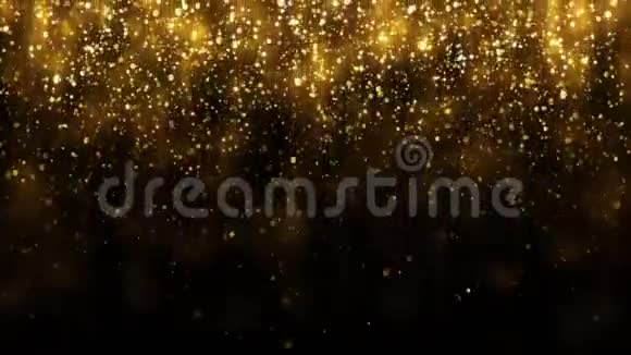 背景与落下的金色闪光粒子掉落的金色五彩纸屑魔光很漂亮的背景无缝环路视频的预览图