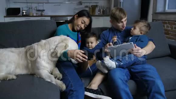 家中有宠物的现代家庭视频的预览图