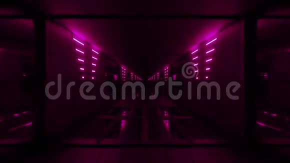粉色时尚暗色科幻隧道QITH漂亮辉光三维插图背景壁纸运动背景环视频的预览图