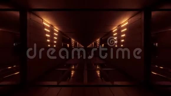 金色时尚暗色科幻隧道奇思妙想发光3d插图背景壁纸运动背景环视频的预览图