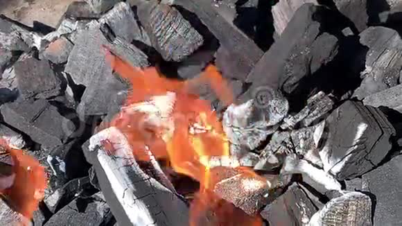 火烧烤架上的炭火视频的预览图