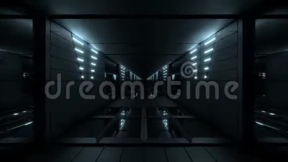 银色时尚暗色科幻隧道奇思妙想发光三维插图背景壁纸运动背景环视频的预览图