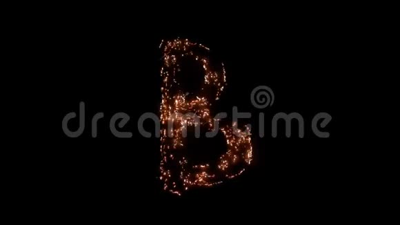 字母B在黑色背景上燃烧视频的预览图