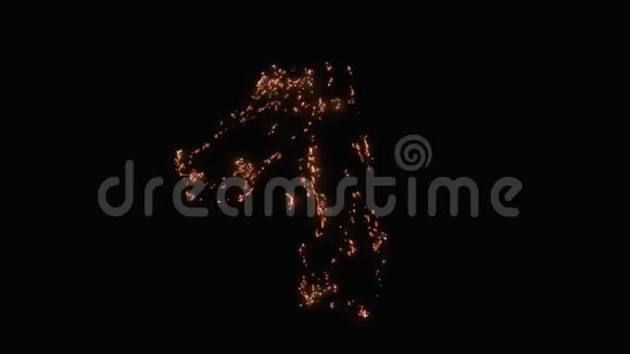 数字1在黑色背景上燃烧视频的预览图