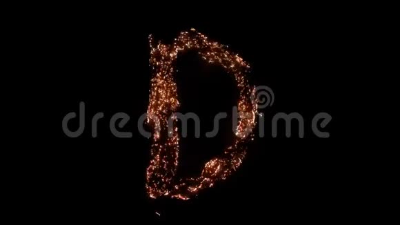 字母D在黑色背景上燃烧视频的预览图
