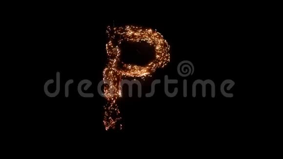 字母P烧在黑色背景上视频的预览图