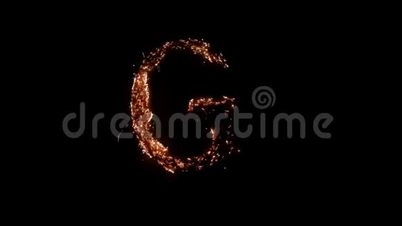 字母G在黑色背景上燃烧视频的预览图