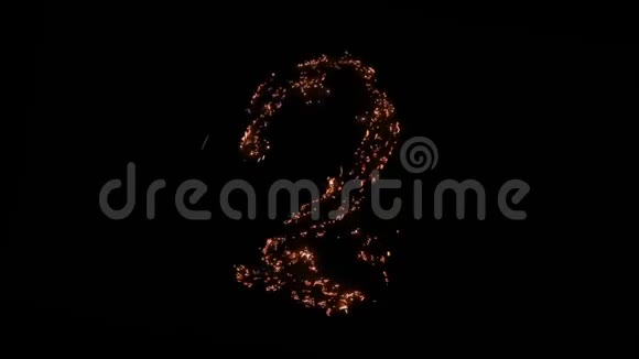 数字2在黑色背景上燃烧视频的预览图