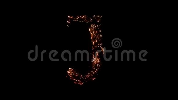 字母J在黑色背景上燃烧视频的预览图