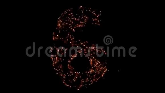 数字6在黑色背景上燃烧视频的预览图