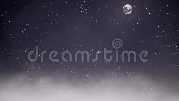 满月在黑暗的天空无缝动画视频的预览图