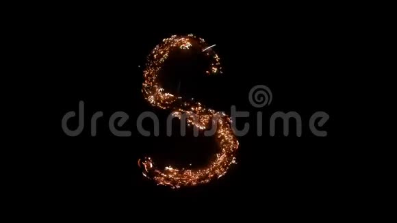 字母S在黑色背景上燃烧视频的预览图