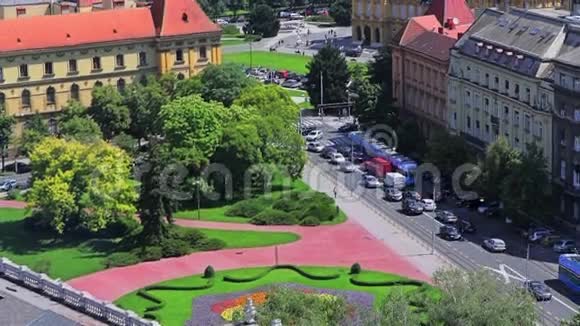 萨格勒布鸟瞰路口视频的预览图