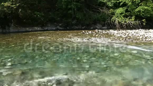 快速流动的溪流全景水面的气泡和泡沫视频的预览图