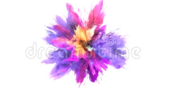 彩色爆炸彩色紫黄色烟雾爆炸液颗粒阿尔法哑光视频的预览图