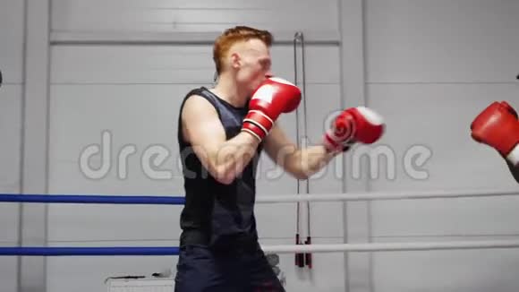 搏击俱乐部两名环拳运动员的职业训练视频的预览图