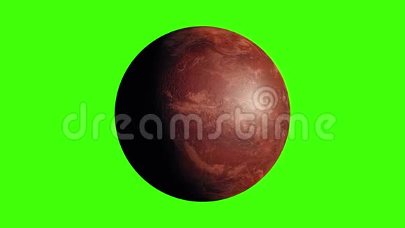 孤立的现实火星行星在绿色屏幕上旋转红色星球三维渲染视频的预览图