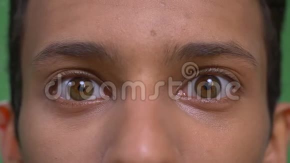 年轻迷人的印度男性面部特写镜头眼睛直视镜头视频的预览图
