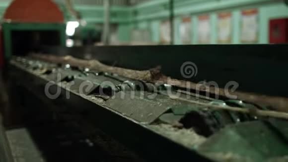 乐队锯木厂锯原木的自动化生产线木工生产线视频的预览图