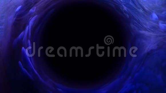 墨汁旋流时间旅行黑洞蓝雾圈视频的预览图