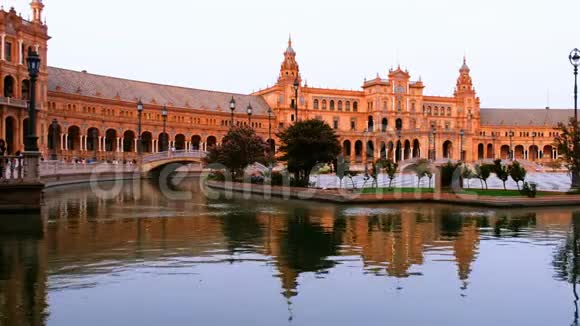 西班牙广场景观西班牙塞维利亚建筑的最佳范例之一视频的预览图