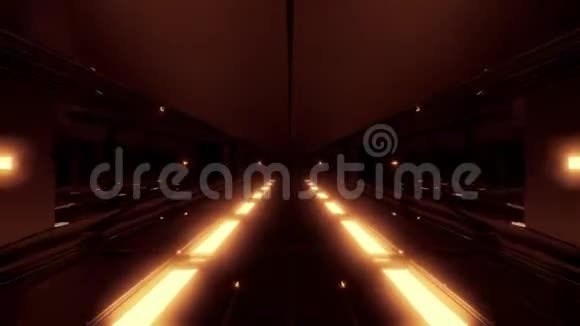 黑暗的未来科学隧道与热金属发光在底部3D插图现场壁纸运动背景无尽视频的预览图