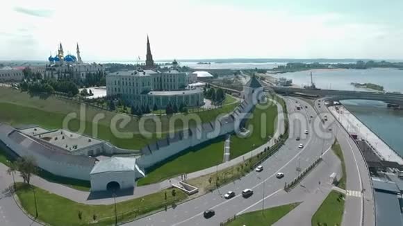 喀山鸟瞰俄罗斯克里姆林宫的重大历史景观视频的预览图