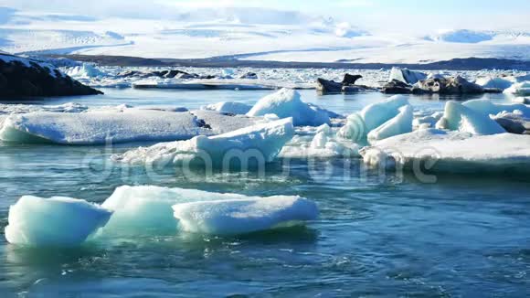 冰湖冰岛太阳视频的预览图