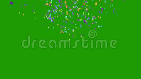 彩纸党在绿色背景下爆炸3D动画4K视频的预览图