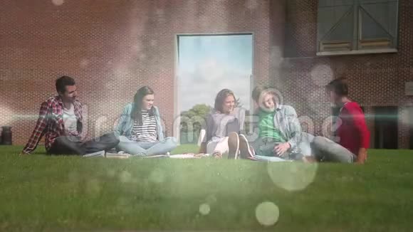 朋友可以在草地上玩泡泡灯动画视频的预览图