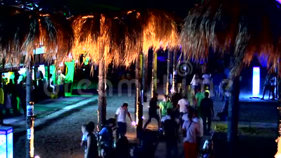 海滩酒吧附近有棕榈树的小径视频的预览图