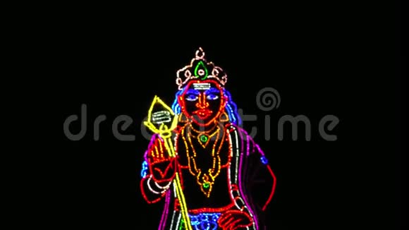 印度教神使用LED灯的彩色代表印度教节印度视频的预览图