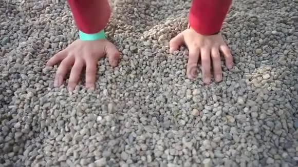 小学生双手站在地上做体育锻炼视频的预览图
