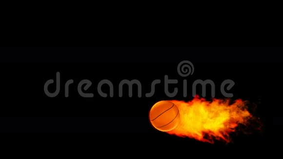 黑色背景下火焰中的篮球火球视频的预览图