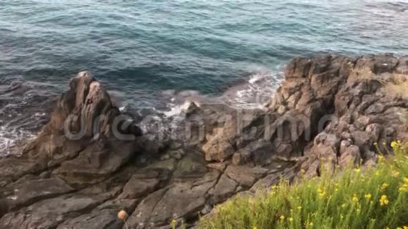 西西里海岸的海浪和岩石海岸视频的预览图