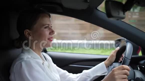 女商人在车内通话视频的预览图