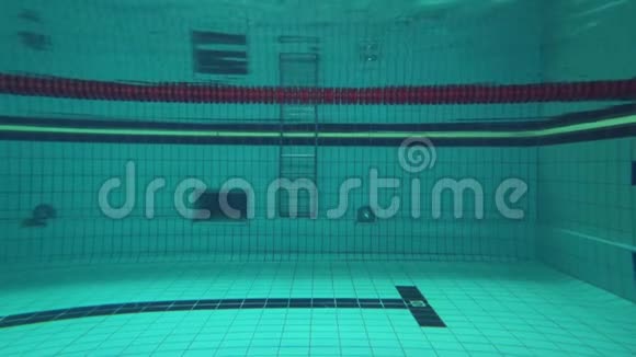 专业游泳池游泳女子游泳运动员在游泳池边进行浮球训练时跳水视频的预览图