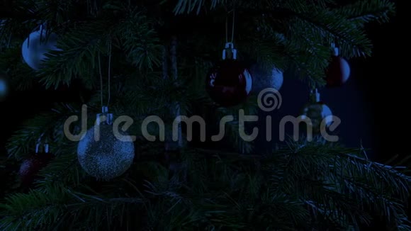 在夜晚穿过圣诞树视频的预览图