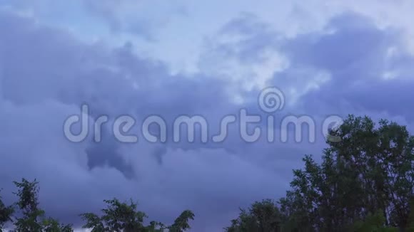 天空中的云雨天树在风中摇摆从上面看视频的预览图