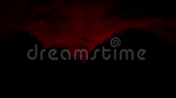 红月在森林后面升起视频的预览图