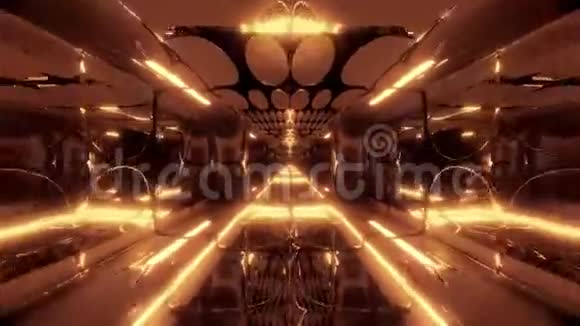 辉光未来恐怖科幻神庙与良好的反射三维插图壁纸运动背景设计vj循环视频的预览图