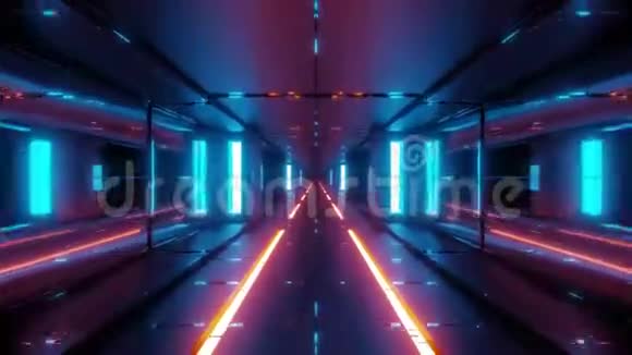未来空间科幻隧道与热金属三维渲染壁纸运动背景无尽循环视频的预览图