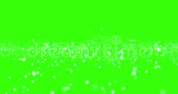 圣诞节的白光在地平线上流动粒子在色度键绿色屏幕背景上循环假日视频的预览图