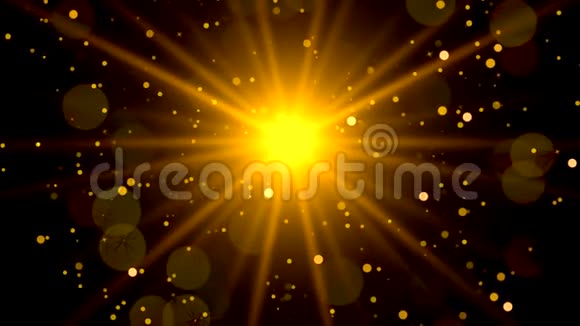 摘要金色粒子背景与太阳爆发4k视频的预览图