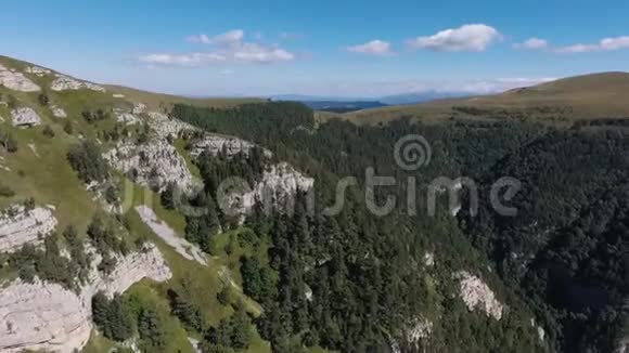 从空中俯瞰长满森林的山坡视频的预览图