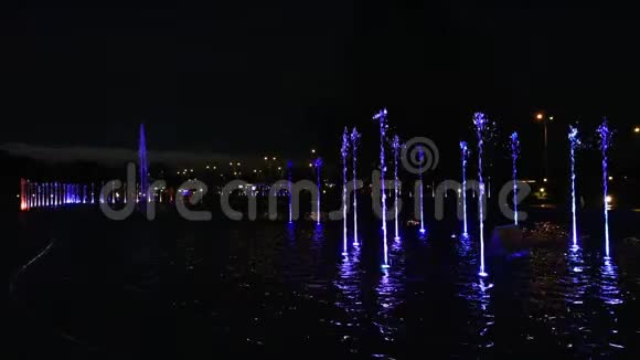 夜间喷泉表演视频的预览图