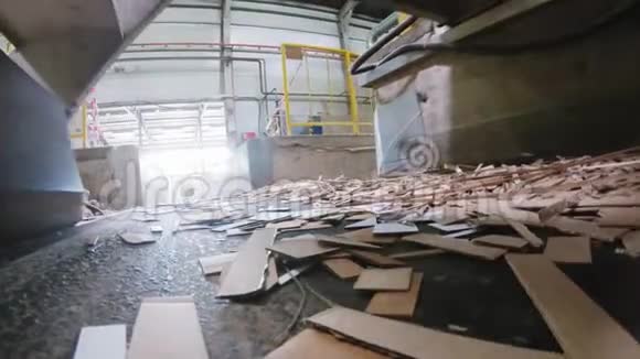 回收车间输送带废纸板修边视频的预览图