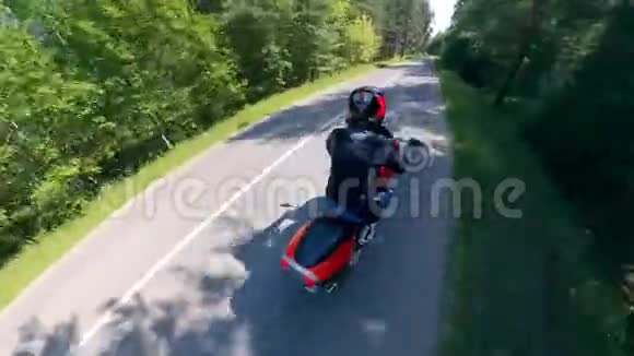 摩托车正沿着森林行驶视频的预览图