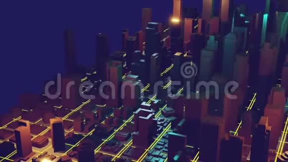 摩天大楼城市三维渲染整个城市的镜头视频的预览图